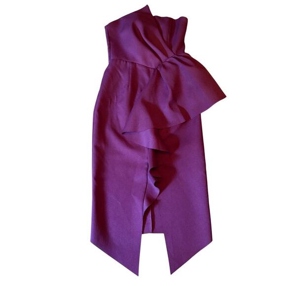 Elliatt Strapless Purple Midi Dress with Ruffle Detail | Size Small 812B2 - Picture 3 of 15